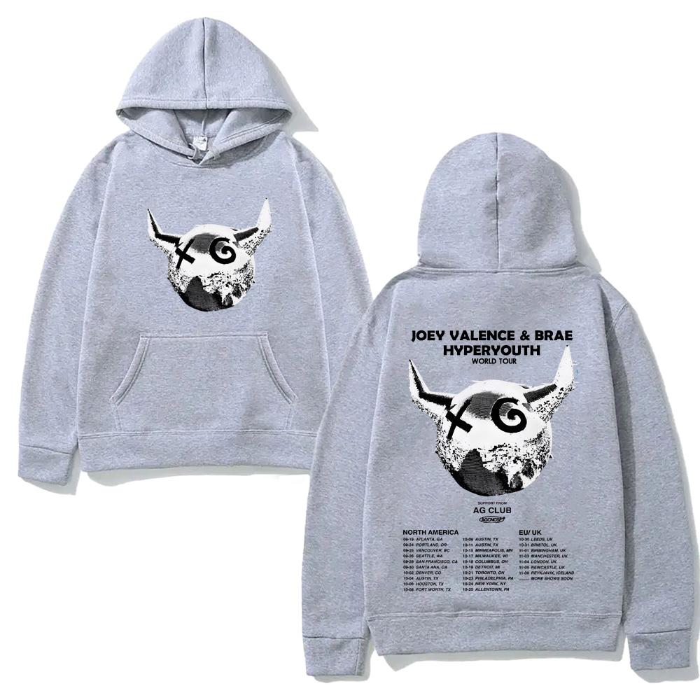 Joey Valence 2025TOUR Mode Kapuzenpullover mit Tasche Grunge Bequeme Sweatshirts Langarm Gothic Kleidung Moletom Punk Weicher Kapuzenpulli