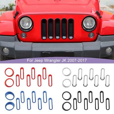 ABS automašīnas priekšējo lukturu dekoratīvā pārsega režģa dekoratīvās uzlīmes Jeep Wragnler JK 2007-2017 automašīnu eksterjera piederumiem