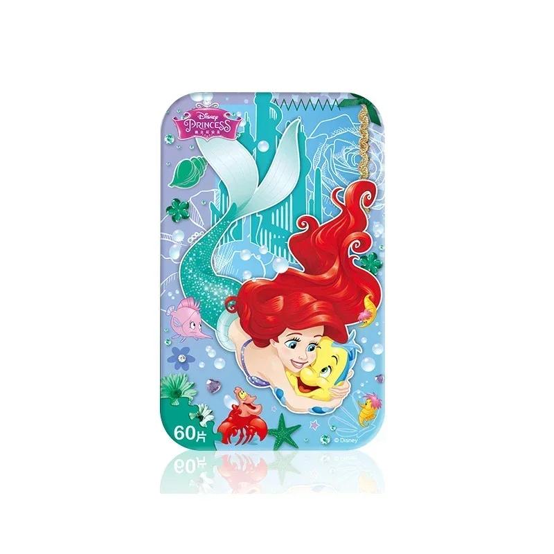 Princess The Mermaid Mickey Mouse Puzzle Snow White 60-pieces Iron Box Puzzle Toys Wooden Puzzle Educational Toys