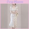 Vintage Polka Dot Fish Tail Dress With Breathable Knit Fabric For Elegant Spring Look