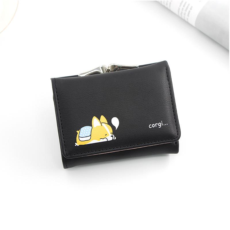 Cartoon Ladies Wallet Pu Cardholder Short Style With Print For Daily Use