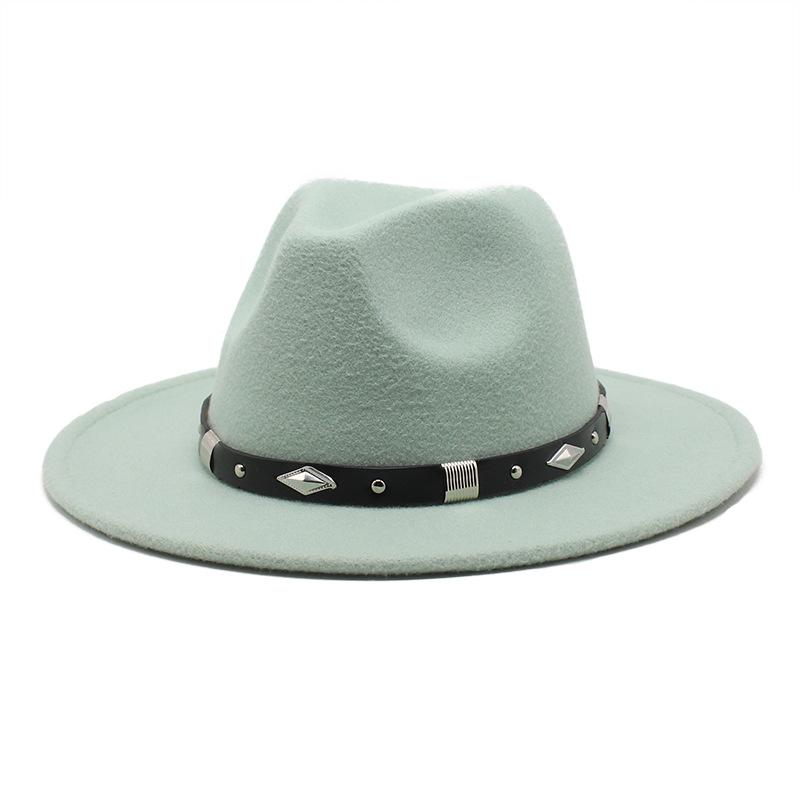 Rivet Accessories Top Hat Men'S And Women'S Wool Hat British Retro Outdoor Big Edge Flat-Brimmed Jazz Hat