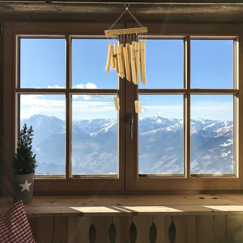 Bamboo Wind Chimes Hanging Decor Home Bell Pendant Garden Outdoor Spinner Eco Friendly Creative Gift Idea