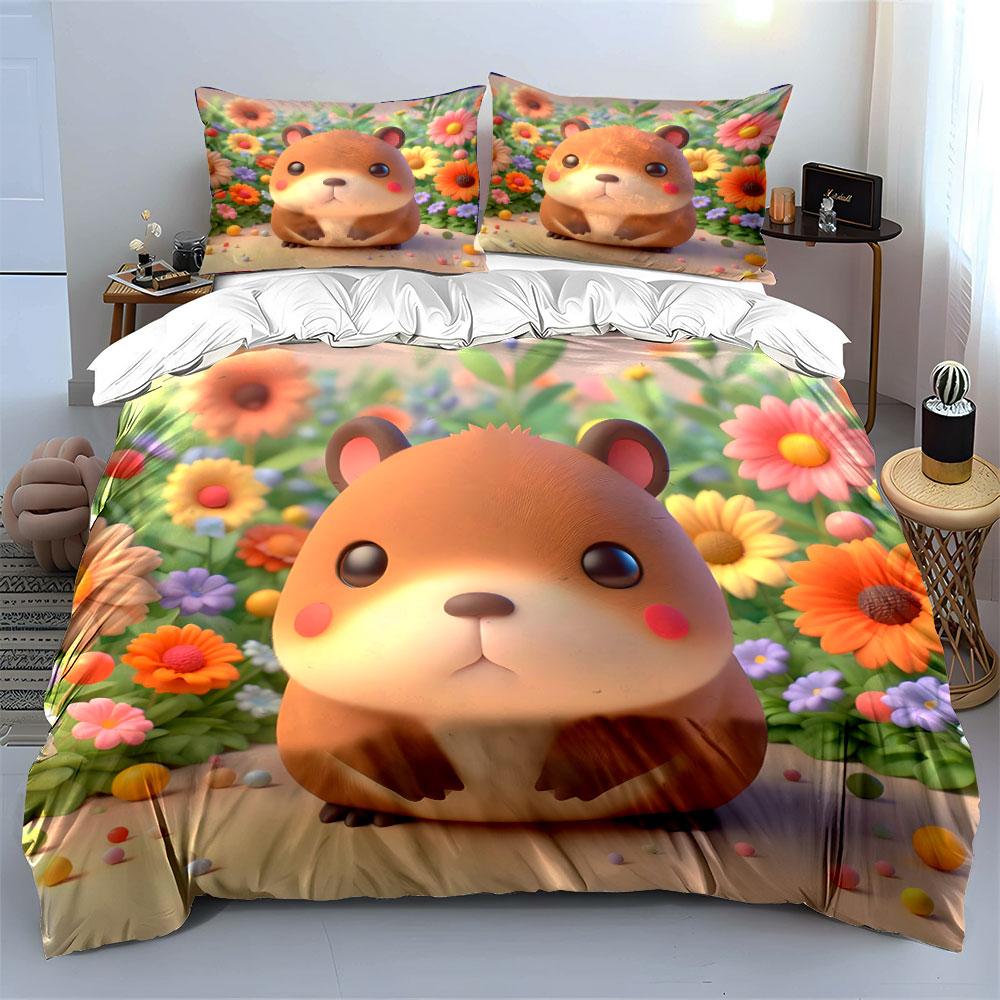 Cute Hamster Toy Set Decor Soft Comfortable Duvet Cover Bedding Set Included 1*Duvet Cover & 2*Pillowcases, Gift
