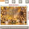 2D Birthday Photography Backdrop Yellow Background with Sunflowers, Butterflies and Balloons