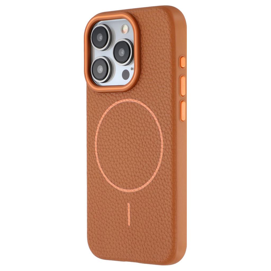 For iPhone 15 Pro Magnetic Case Litchi Texture TPU Phone Cover Compatible with MagSafe