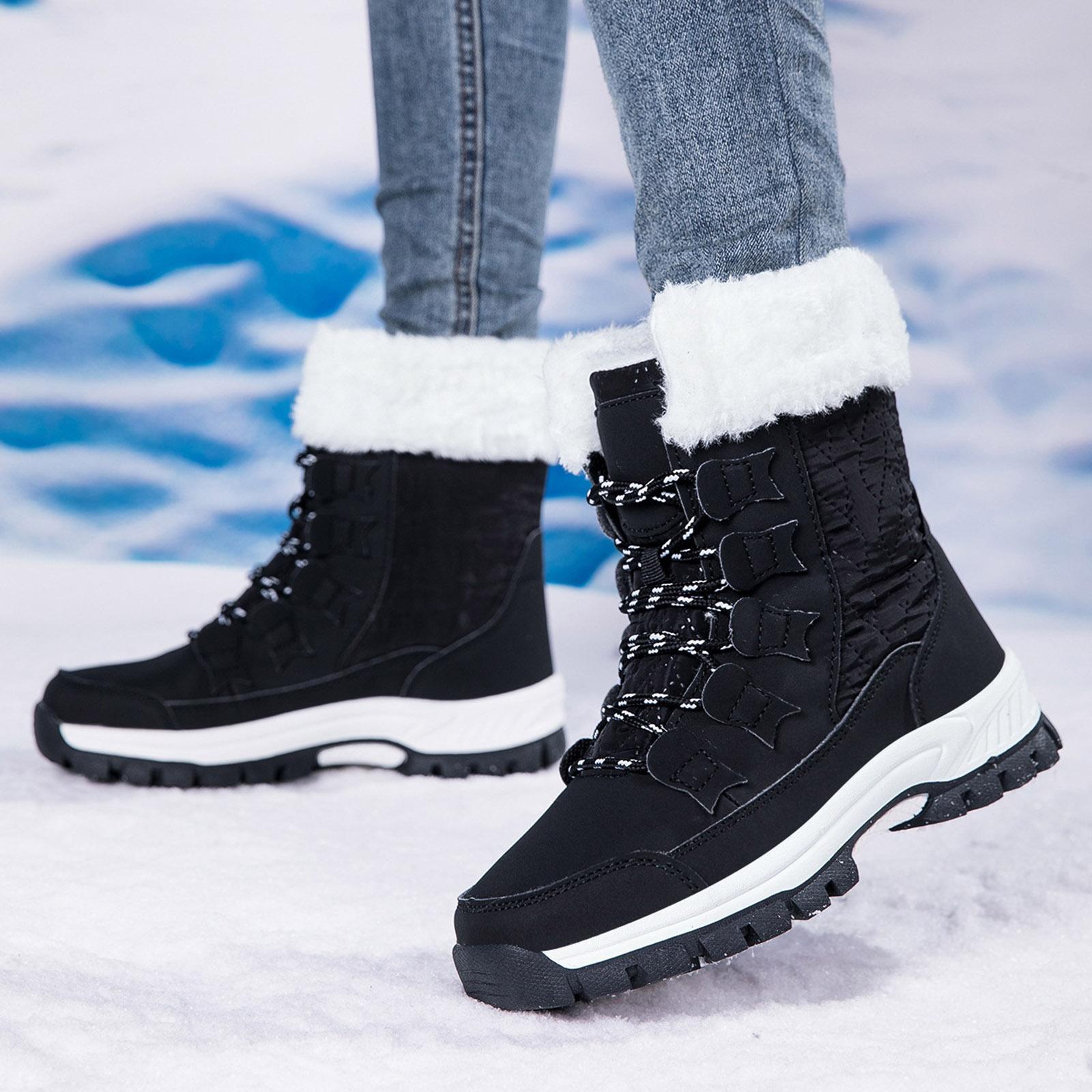 

Women s Winter Boots Fleece Lined Comfortable Thickened Outdoor Ski Boots Men s Cold Weather Boots Boots Women Work 39 чёрный