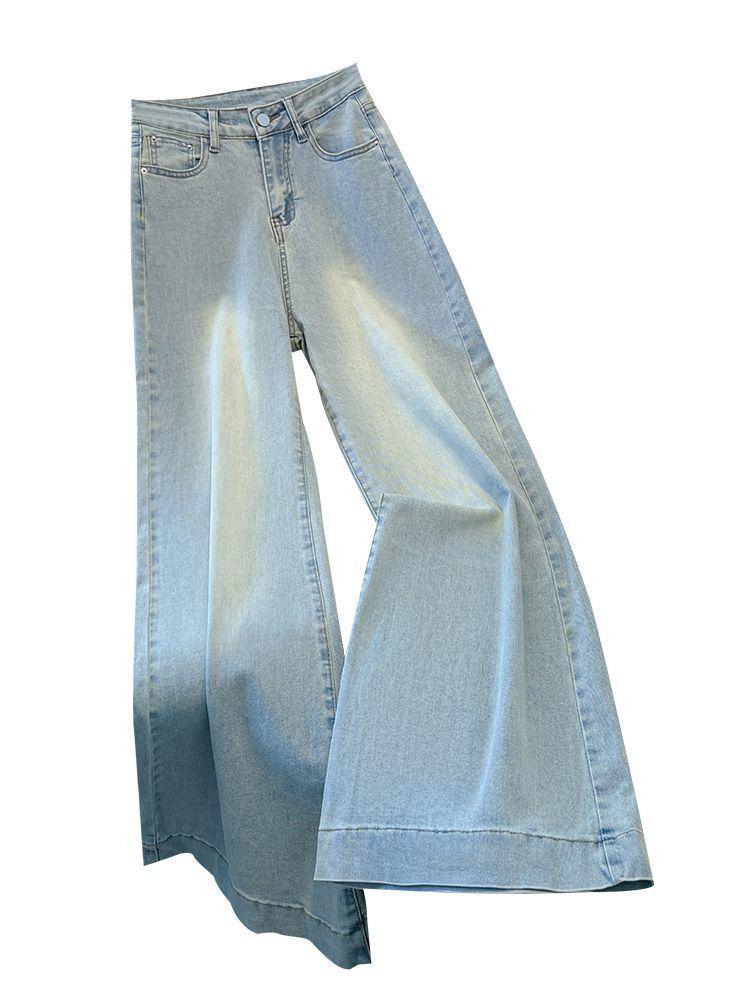 Pear Shape Women's High Waist Wide Leg Flared Jeans - Light Color, Spring/Autumn 2025, Floor-Length.