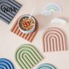 Durable Potholder for Daily Use Rainbow Silicone Pot Mat Heat Resistant Trivet Hot Dishes High Temperature Non-Slip Table Placemat Kitchen Home