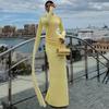 2026 Fall Womens Elegant Solid Long Sleeve Dress With Sash Pleated Bodycon