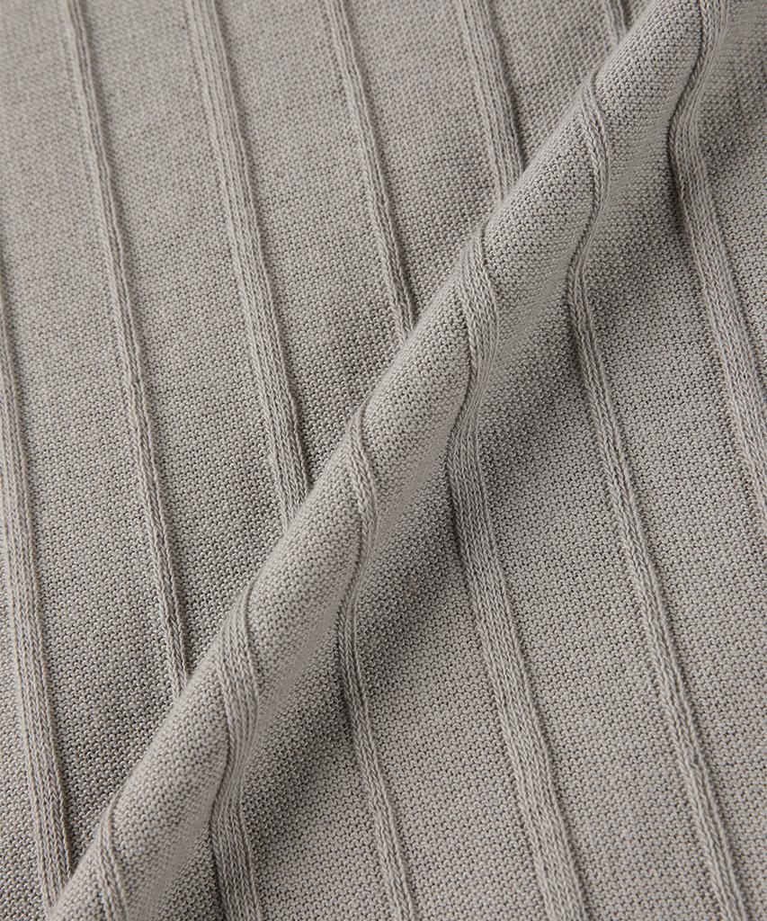 PANICALE Gray Striped Linen Polo Shirt