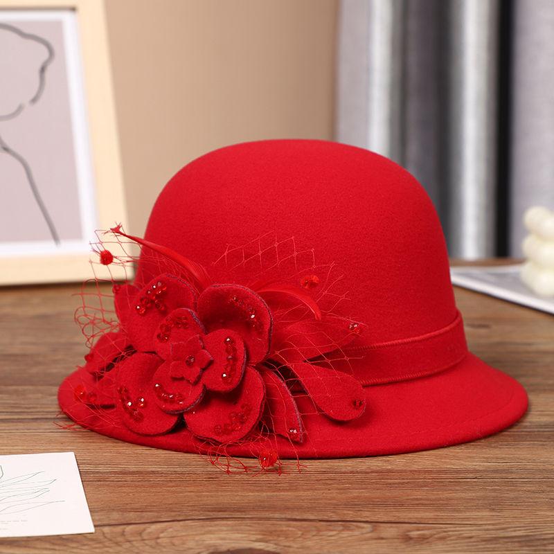 

Женская новая осенне-зимняя шляпа-цилиндр из жемчужной шерсти, британская ретро-шляпа-котелок, теплая шляпа ONE SIZE