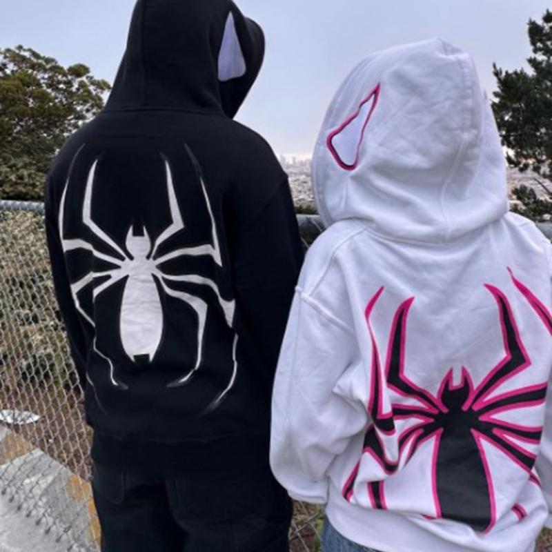 European and American Autumn and Winter Printed Zippered Hooded Jacket, Street Trendy Men's and Women's Loose Fitting Sweaters