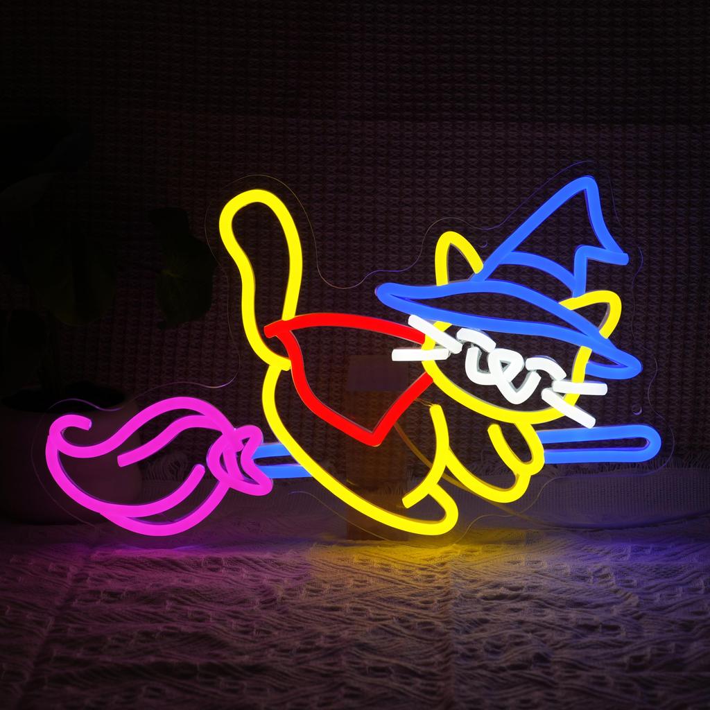 Halloween Magic Cat Neon Sign for Halloween Decor for Halloween Party Bedroom Club Bedroom House Kid’s Room