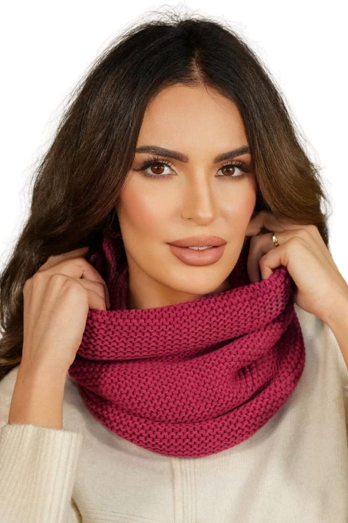 Leona - Warm scarf in a classic waffle weave in fuchsia