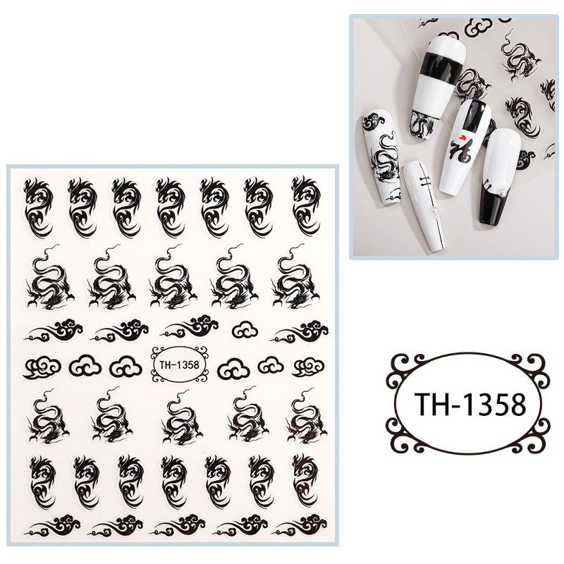 New Year Nail Art Stickers Bronzing Year of the Dragon Chinese Style Mahjong Cartoon Nail Stickers Decoration