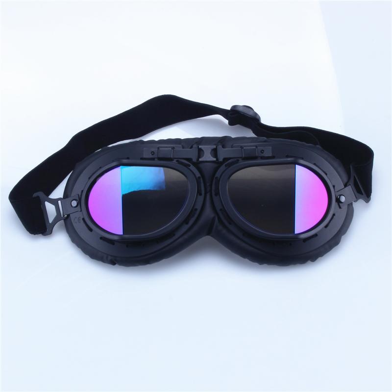 Steampunk Black Motorcycle Flying Goggles Vintage Pilot Biker Eyewear Helmet Protective Gear Glasses for Motorbike