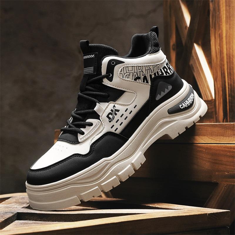 New Men's Classic Four Seasons Fashion High Top Thick Sole Skateboarding Shoes Comfortable Soft Sole Basketball Sneakers