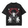 2026 Summer Chainsaw Man Yoru War Devil Washed Anime T-shirt Harajuku Streetwear Oversized Short Sleeve Daily Wear Cool Top