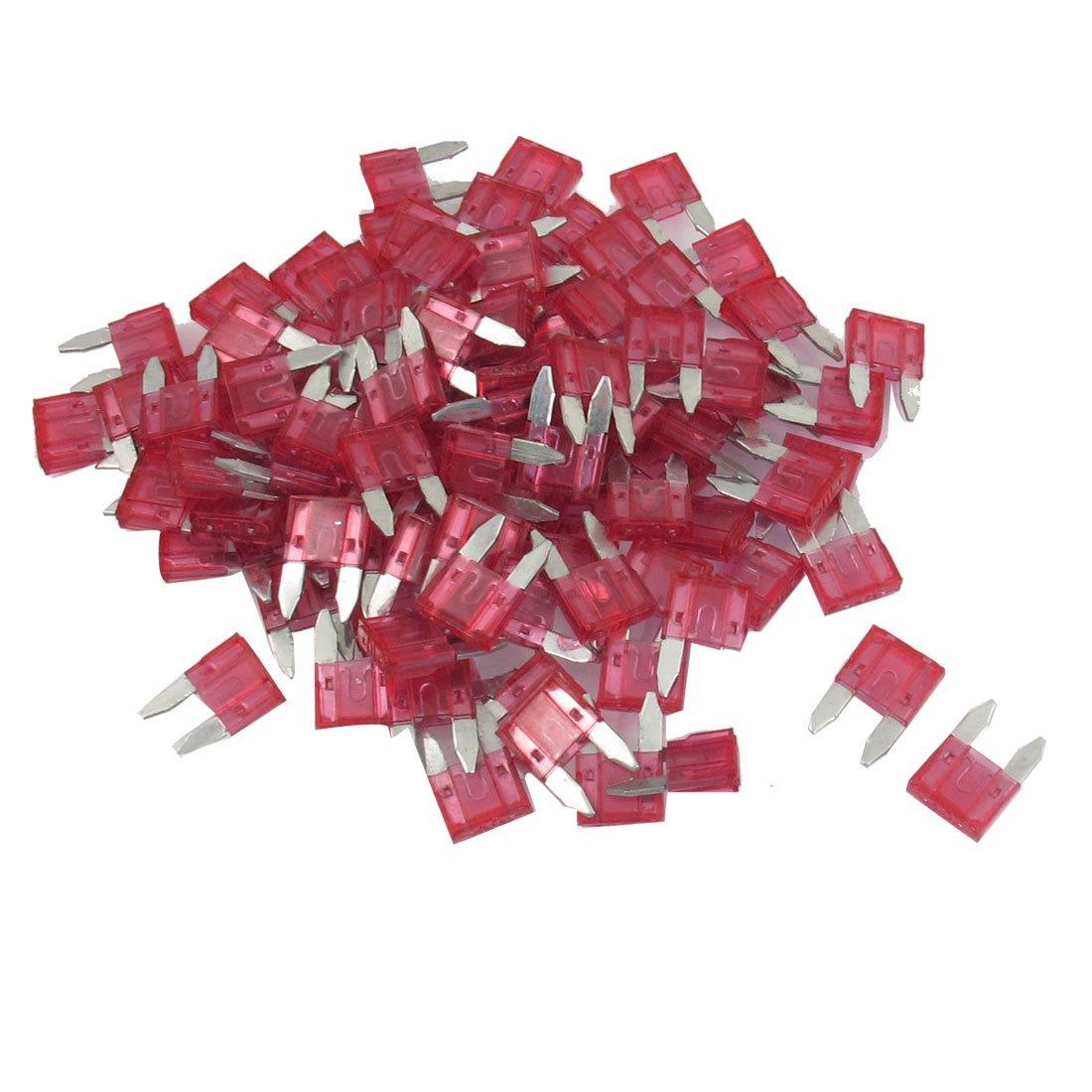 uxcell Плоский предохранитель Предохранитель 10А Маленький Красный Автомобильный Авто 2.4 унции (64 г) Упаковка 100 шт.