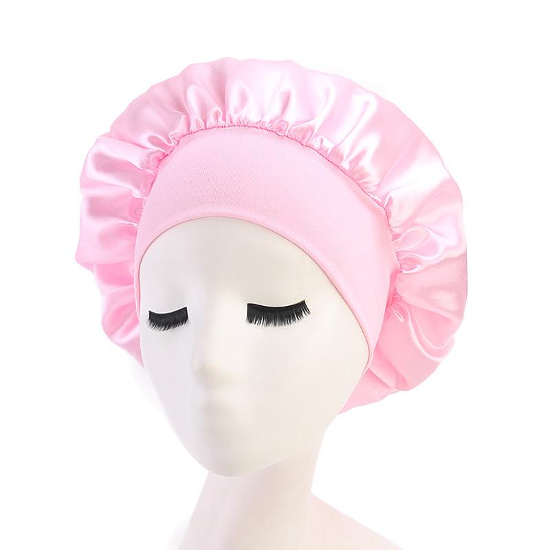 Soft Silk Hair Bonnet With Wide Band Comfortable Night Sleep Hat Hair Loss Cap
