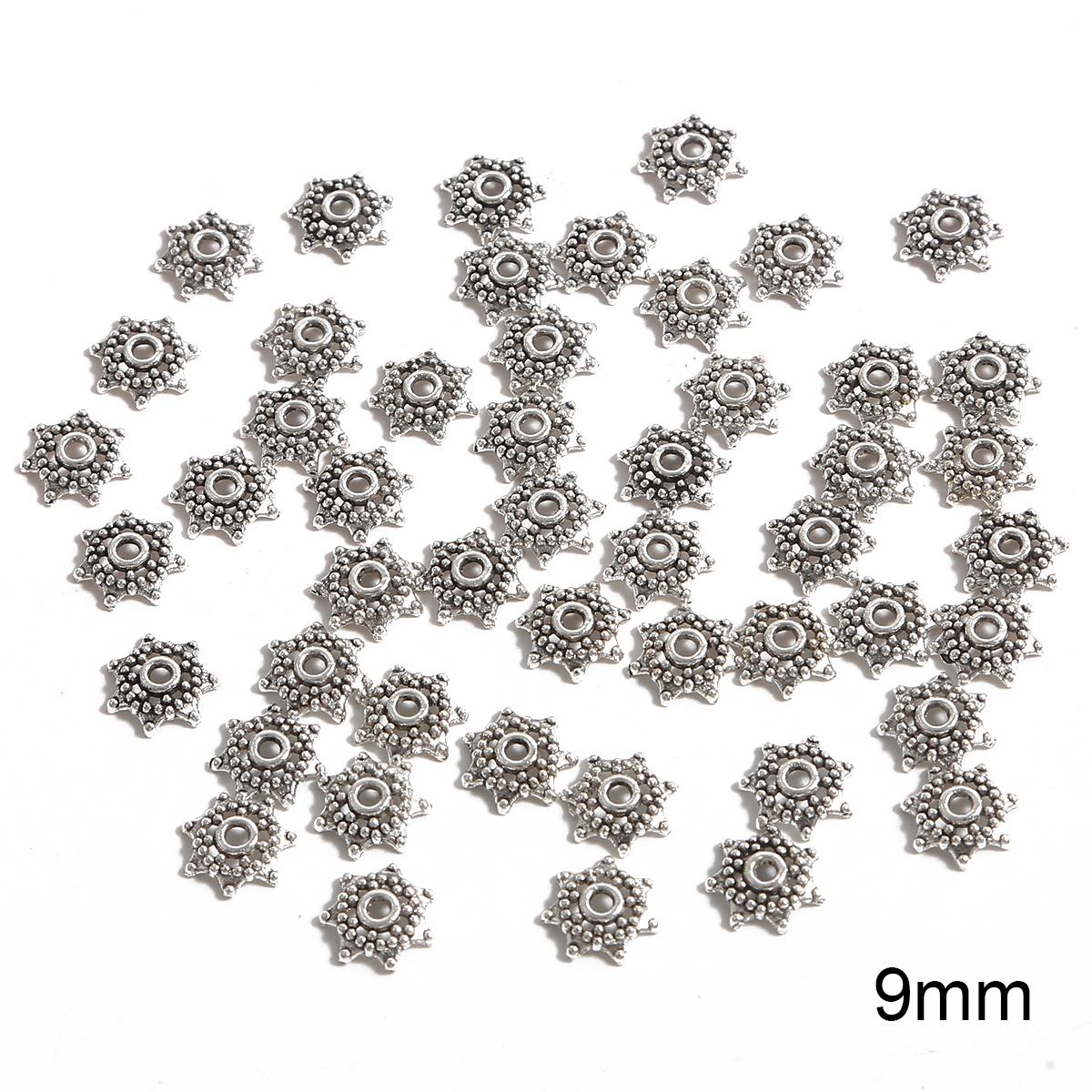 

50 шт металлические полые цветочные бусины, колпачки, коннекторы для изготовления ювелирных изделий своими руками 13 серебряный