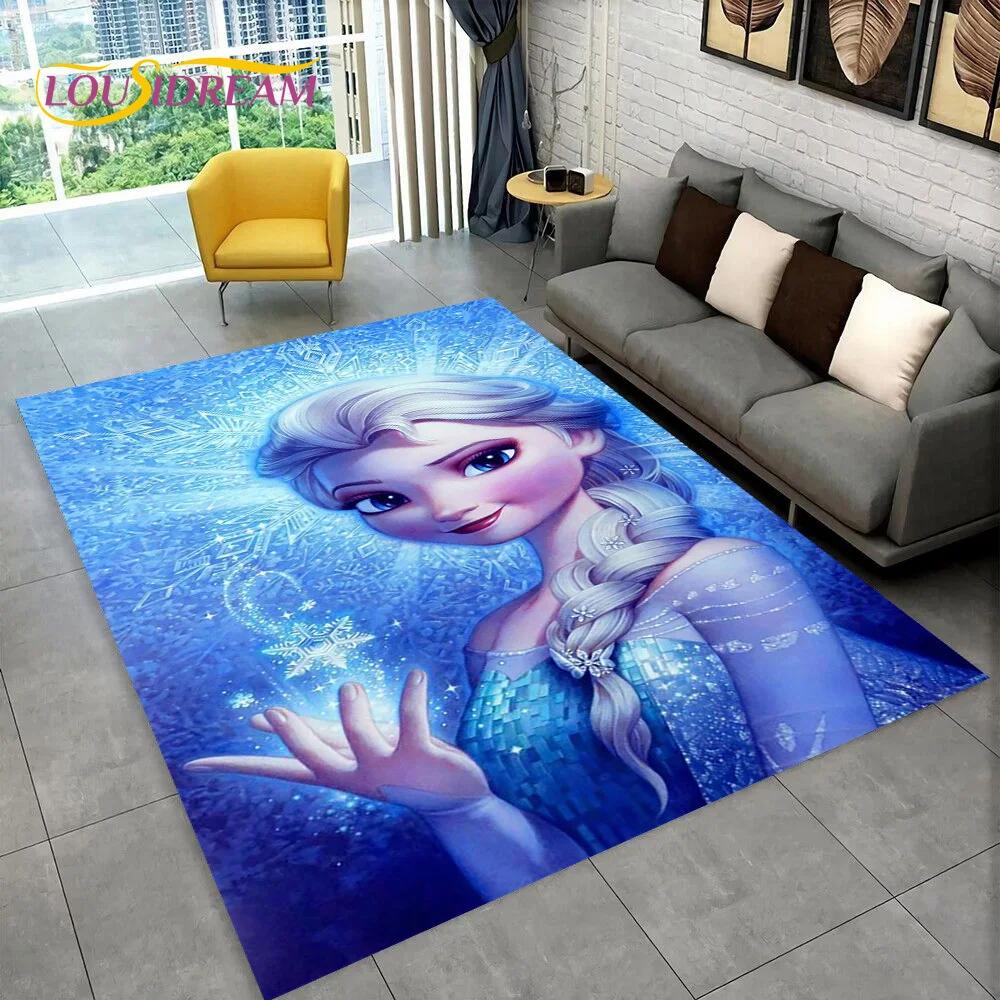 Frozen Elsa Princess Snow Queen Cartoon Carpet Rug for Home Living Room Bedroom Sofa Doormat Decor,Kid Non-slip Floor Mat