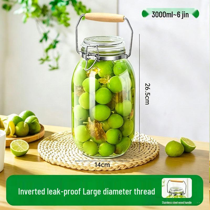 Transparent Glass Sealable Food Storage Jar & Pickling Crock