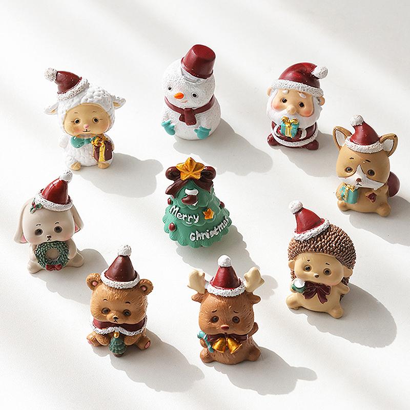 Christmas Series Craft Resin Animal Party Creative Mini Christma Tree Old Girl Kids Cute Gift Home Decoration Supplies Decor