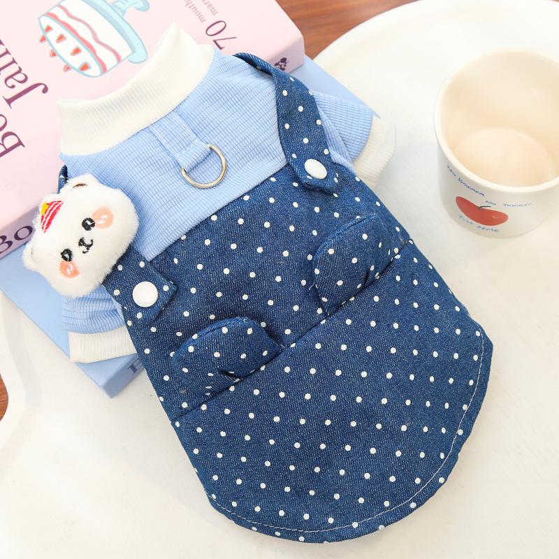 New Pet Dog Clothes, Decorated with Cowboy Cat Straps, Cat and Dog Clothes, Four-legged Coats, Dog Vests, Teddy Bichon Frises