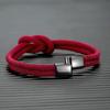Herren Doppel-lagiges geknotetes Seilarmband für Damen Schwarzer Edelstahl Schieber Magnetverschluss Unendlichkeit Partner Schmuck