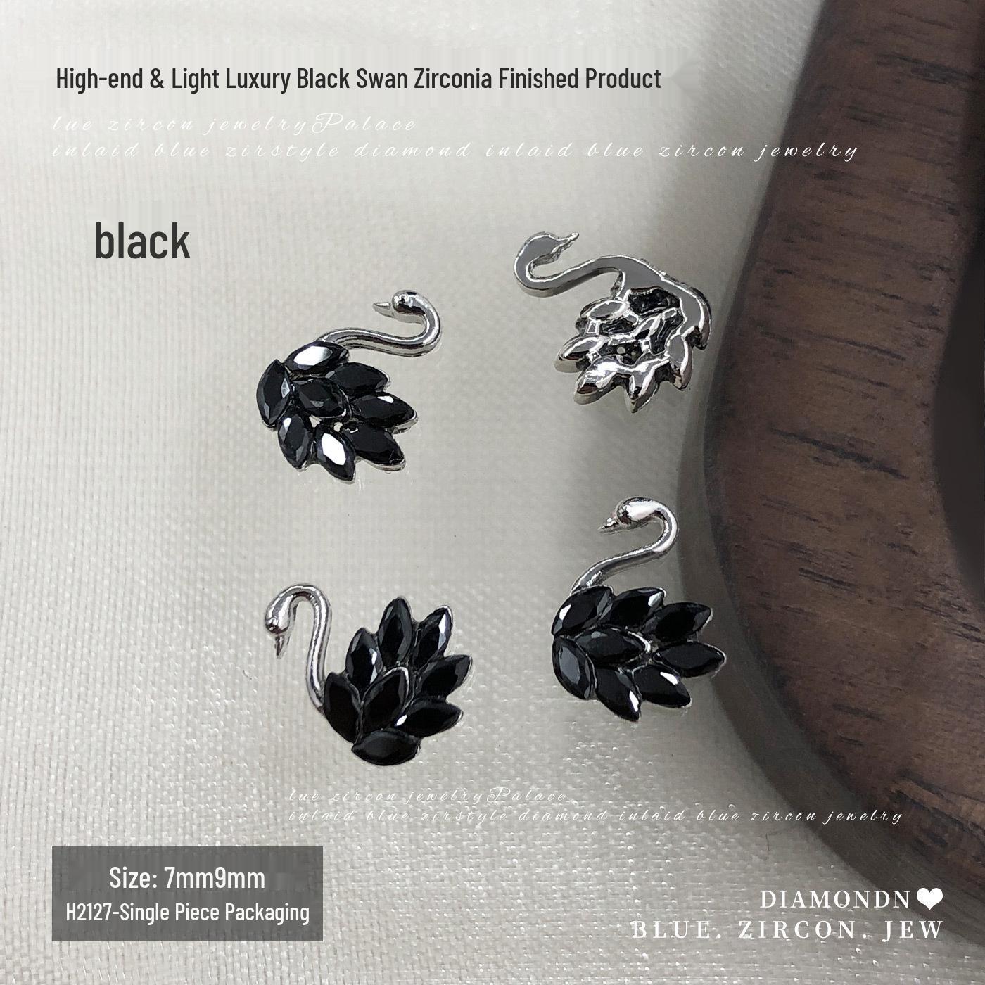 Hepburn Black Swan Zirconia Nail Art Rhinestones - Super Sparkly DIY Wearable French Nail Decorations