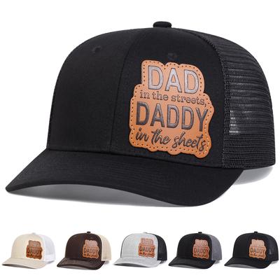 1Piece Unisex Dad Daddy Leather Patch Baseball Net Hat Outdoor Adjustable Sunscreen Leisure Hat Spring Autumn Travel Vacation