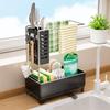 Kitchen Sink Drain Rack Sponge Holder with Soap Dispenser and Towel Bar Space Saving Design for Clean Kitchens