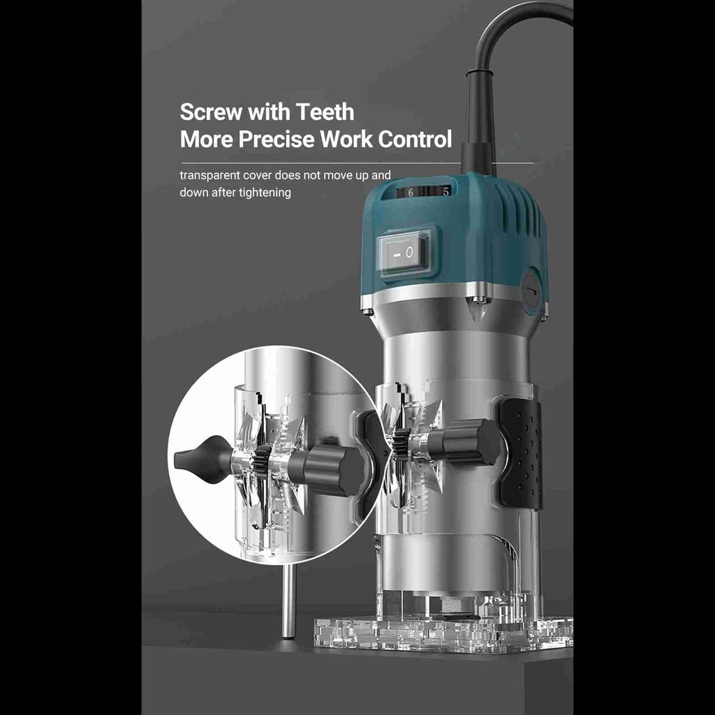 Woodworking Electric Trimmer Set Thickened Shell Compact 6 Speed Adjustable 800W 30000r/min Wood Router Tool Trim Router