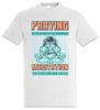 Praying Versus Meditation T-Shirt Astronaut Space Planet Pixel Retro Yoga