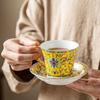 European Enamel Ceramic Coffee Cup & Saucer Set, Elegant Afternoon Tea Cup Set