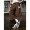 XBRO American Retro Pleated Summer Scimitar Loose Shorts Cargo Pants Cropped Pants Multi-pocket Men's and Women's Wide-leg Pants