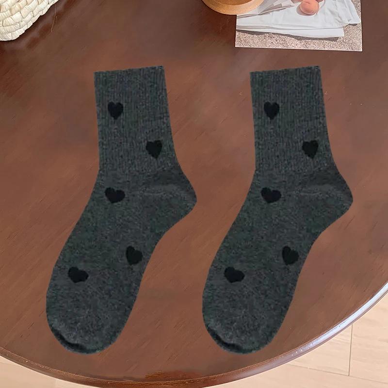 Autumn Winter Women's Socks Cute Heart Shaped Mid Tube New Ins Trendy Trendy Versatile High Beauty Duty Series Socks 1/5 Pairs