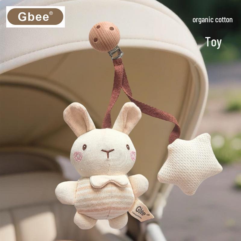 Gbee Organic Cotton Wooden Baby Rattle: Newborn Soothing Crib Toy for Early Education