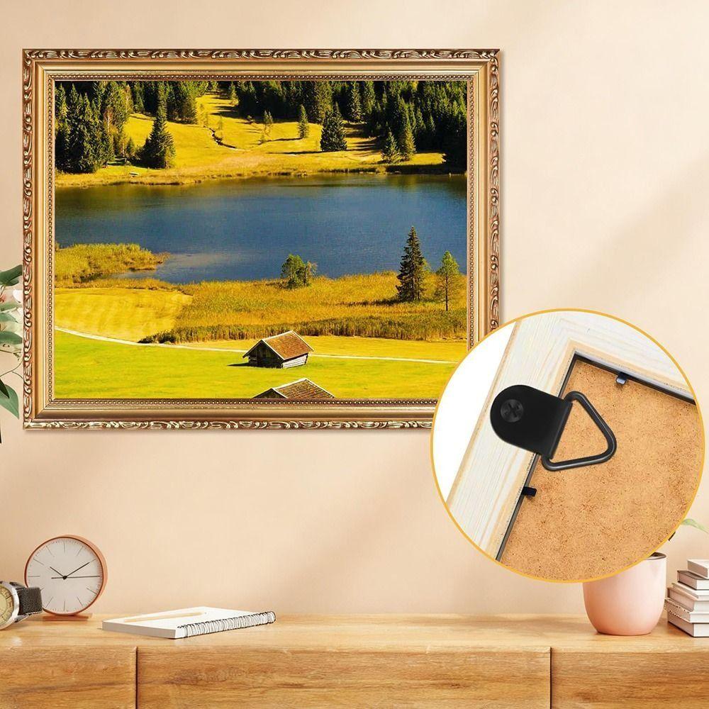 100Pcs with Screws Triangle Hanging Ring Iron Half Circle Ring Hanging buckle  Mirror Hanging