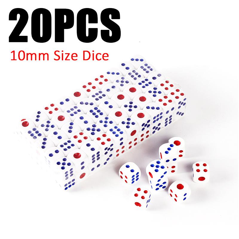 20/30/60PCS 10mm Size Dice White Background Red Blue Dots Dices Game Props Suitable for Party Gathering Entertainment Supply ZYF