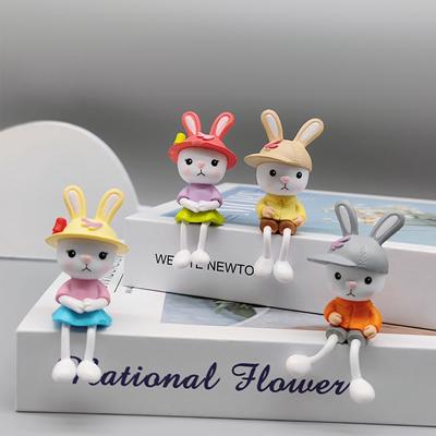 4PCs Home Decor Garden Ornament DIY Desktop Figurine Micro Landscaping Miniature Rabbit Long Legged Bunny