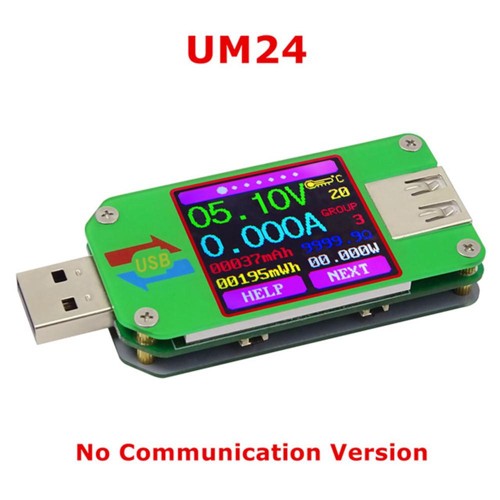 UM24/UM24C UM25/UM25C UM34/UM34C Type-C USB Voltmeter Ammeter Resistance Meter Charging Voltage Current Tester LCD Color Display