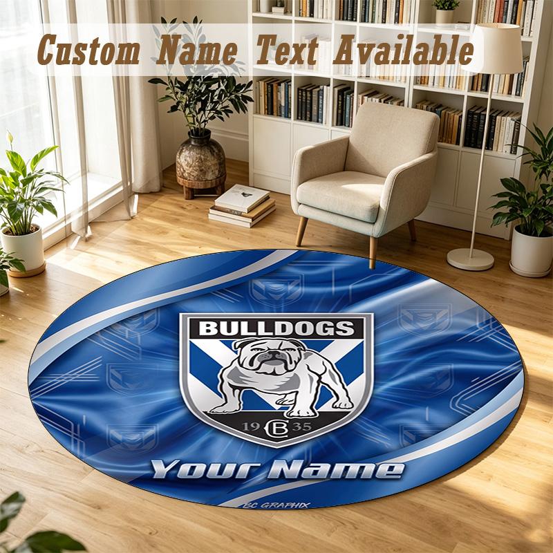 Round Rug Custom NameCanterbury-Bankstown Bulldogs Pattern Non Slip Carpet Home Floor Decor