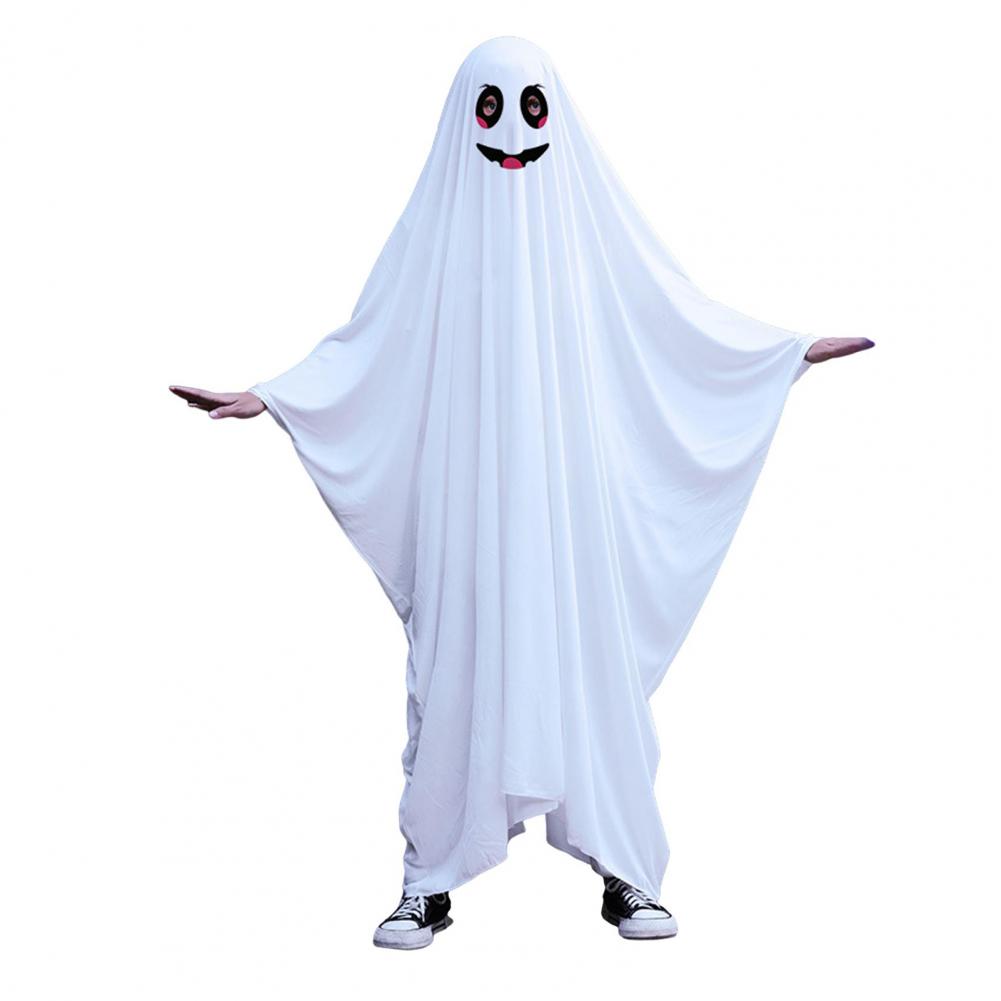 Halloween New Cosplay Costume Horror Fright Ghost Smile Face Black Eye Cloak Adult Children Stage Performance Cosplay Costume