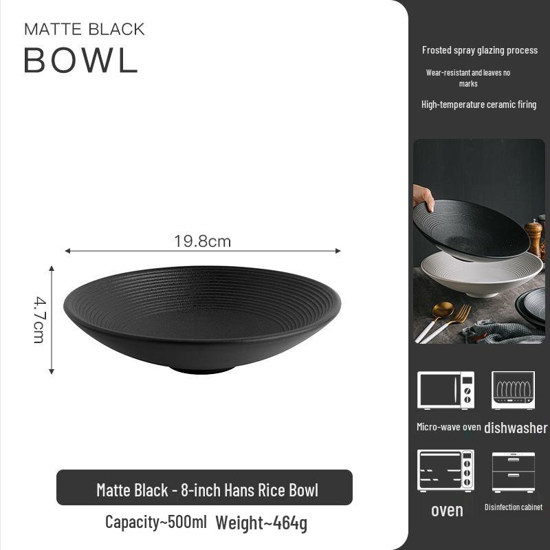 Conical Ceramic Salad & Ramen Bowl - Large Serving Dish for Home or Restaurant Use