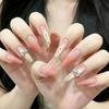 Sweet Girl Gentle Nude French Bow Polka Dot Cat Eye Press-on Nails
