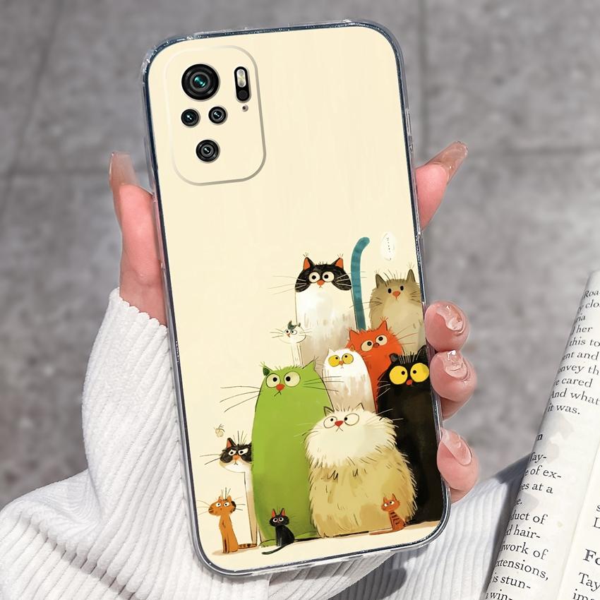 Cute Kitten Phone Case For Redmi Note 10 9 8 7 6 5A Pro 9T 8T 7S 10Lite Soft Casing Screen Protector Top Quality Dustproof Shell For Redmi Clear Cover