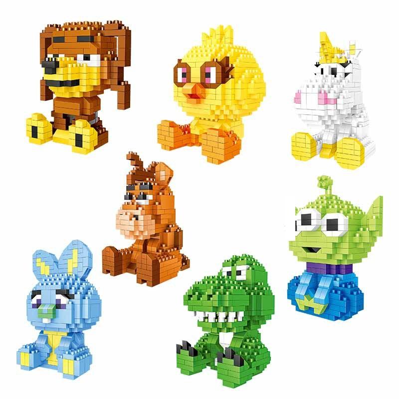 Cute Magic Mini Blocks Cartoon Dinosaur Model Anime Building Toy Juguetes Auction Figure Kids Gifts Girls Present